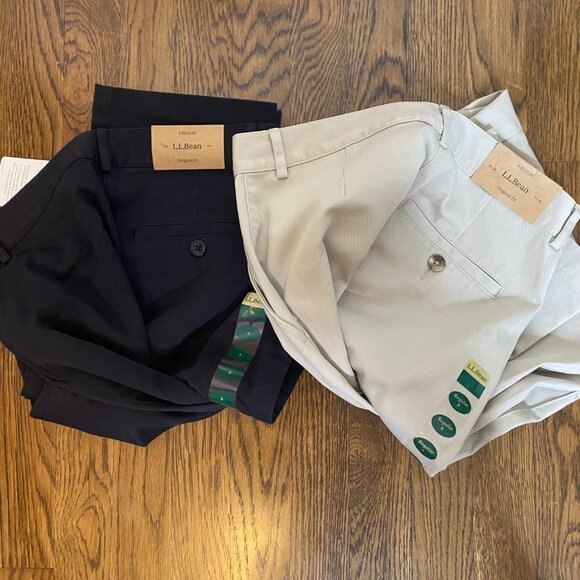 (2) L.L. Bean Original Fit Khaki and black 8 reg pants women's NWT wrinkle free - Picture 5 of 9